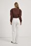 Women's Elastic Waist Wide Leg Straight White Pants - 5