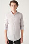 Men's Light Gray 100% Cotton Thin Soft Button Collar Shirt E 002206 - 3