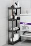 Slim 4-Tier Rolling Shelf Unit in Black, Bathroom Shelf, Kitchen Shelf, Bathroom Organizer