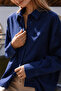Navy Blue Long Sleeve Oversize Shirt MG2003 - 3