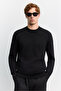 سترة رجالية سوداء برقبة دائرية مزيج فيسكوز من التريكو الأساسي بقصة عادية B005021 - 5