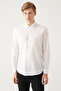 Men's White Buttoned Collar Basic 100% Cotton Shirt B 002030