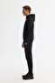 Men's Black Hooded Flexible Soft Texture Interlock Fabric Basic Regular Fit Sweatshirt B001101 - 3