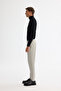 Men's Light Gray Diagonal Elastane Patterned Relaxed Fit Trousers with Elastic Sides A42Y3083 - 2