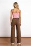 Bol Paça Denim Flexible High Waist Lycra Women's Palazz0 Wide Leg Jeans - Brown - 3