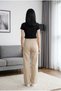Women's Wide Leg High Waist Lycra Denim Beige Jeans - 3