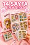 Transparent 14 Sheets Cute Girls Sticker Set - Notebook Laptop Phone Water Bottle Sticker