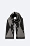 Men's Grey-Black Viscose Blend Tassel Patterned Shawl A42Y9406