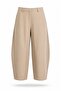 Beige Belted Barrel Cut Trousers 444