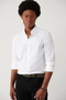 Men's White Button Collar Cotton Shirt A41Y2004