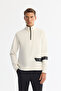 Men's Ecru Stand Collar Cotton Printed Elastane Regular Fit Sweatshirt A42Y1202 - 2