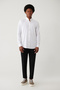 Men's White Button Collar Cotton Shirt A41Y2004 - 5