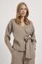 Long Sleeve Side-Tie Blouse and Elastic Waist Pants Set - 3