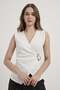 Double-Breasted Buckle Zero-Sleeve Blouse
