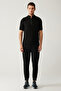 Men's Black Stand Collar Half Zipper Printed Regular Fit T-Shirt A41Y1312 - 5