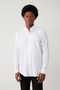 Men's White Button Collar Cotton Shirt A41Y2004 - 3