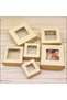 10kraftwindowbox 6.5x6.5x3cm 10pcs Kraft blank window gifts box Marbling style pape Merry chirstmas