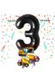 Black Color Number Balloon Small Size Construction Balloon 3 Year Old Construction Truck Concept Birthday Balloon Set - 2