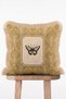 Mustard Yellow Damask Floor Fringed Cushion Cover with Elegant Butterfly Illustration