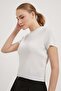 Women's Pleated Short Sleeve Summer White Crop Blouse