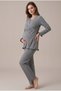 Women's Adjustable Waist Maternity Pajama Set with Hidden Nursing Feature - 4