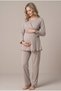 Women's Adjustable Waist Maternity Pajama Set with Hidden Nursing Feature - 2