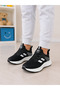 Unisex Children's Lace-Up Poly Sole Knitwear Sports Shoes-Black-White - 3