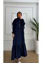 فستان إسلامي مطرز باللون الأزرق الداكن - 4