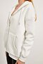 Women's Zippered Hooded White Oversize Sweatshirt - 4
