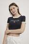 Piping Detail Embroidered Crop T-Shirt - 2
