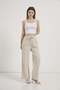 Wide Leg Gabardine Trousers with Tassels