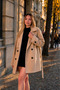 Women's Beige Short Windbreaker Belted Double Breasted Trench Coat - 4