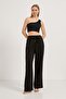 Women's Backless One Shoulder Black Crop Body - 2