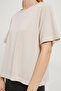 Women's Crew Neck Modal Short Sleeve Cream T-Shirt - 4