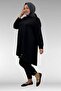 67041 Plus Size Button Detailed Combed Cotton Trouser Suit - Black - 4