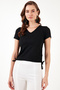 Slim Fit V-Neck Shrinkable Sides Blouse BLUZ5864011 - 3