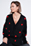 Oversize Fit Floral Buttoned V-Neck Soft Acrylic Cardigan Cardigan 4616192