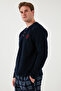 Plaid Regular Fit Buttoned Crew Neck Winter Fleece Pajama Set Men's PAJAMA SET 609 - 4