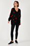 Oversize Fit Floral Buttoned V-Neck Soft Acrylic Cardigan Cardigan 4616192 - 3