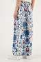 Patterned Elastic Waist Wide Leg Relaxed Cut Trousers Trousers 5865217 - 5
