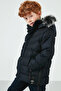 Faux Fur Plush Lined Detachable Hooded Coat for Boys 5763028