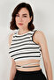 Striped Slim Fit Crop Top with Tie Detail 5865715 - 5