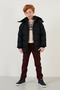 Plush Lined Removable Hooded Winter Coat with Pockets Boys' Coat 5761587 - 3