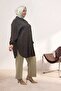 68048 Plus Size Jacquard Strawberry Shirt with Elastic Sleeves - Brown - 5