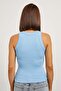 Women's Striped Summer Sleeveless Slim Blue Crop Blouse - 5