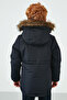 Plush Lined Hooded Slim Fit Coat with Faux Fur Collar Boys' Coat 6031050 - 5