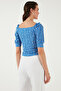 Three Quarter Sleeve Wide Neck Blouse Bluz 5869001 - 7