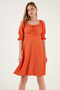 Crinkle Shirred V-Neck Sleeves Gipeli Dress Dress 5865034 - 4
