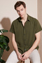 Cotton Blended Short Sleeve Regular Fit Shirt Men Shirt Cf23s113139 - 2