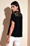 Guipure Detailed 100% Cotton Regular Fit V-Neck Blouse Bluz 611Bz0286 - 2